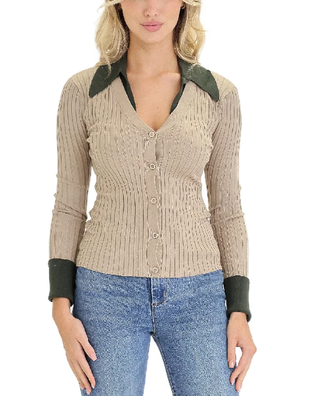 Cashmere Women Sweater with a Luxurious Soft TouchLayered Sweater w/ Collar