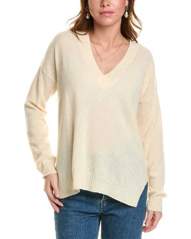 Turtleneck Women Sweater for a Classic and Elegant StyleMinnie Rose High-Low Cashmere Sweater