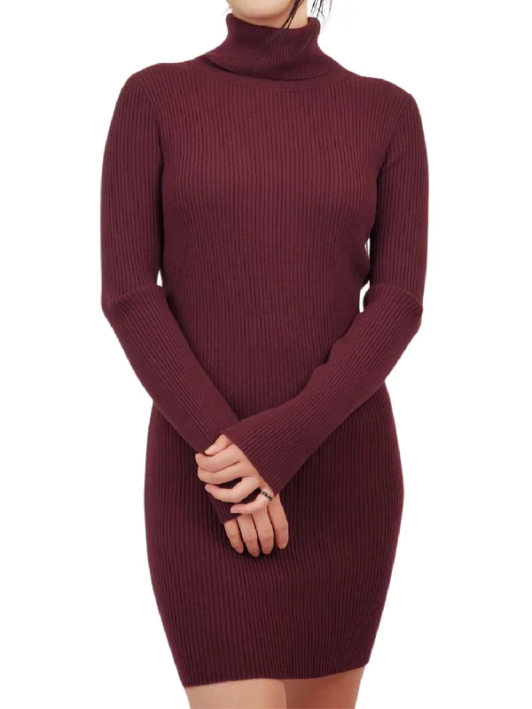 V - Neck Women Sweater to Elongate the NecklineYemak Women's Ribbed Turtleneck Long Sleeve Slim Fit Mini Dress MK8121