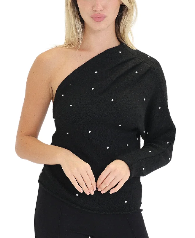 Turtleneck Women Sweater for a Classic and Elegant StyleOff Shoulder Sweater w/ Rhinestones