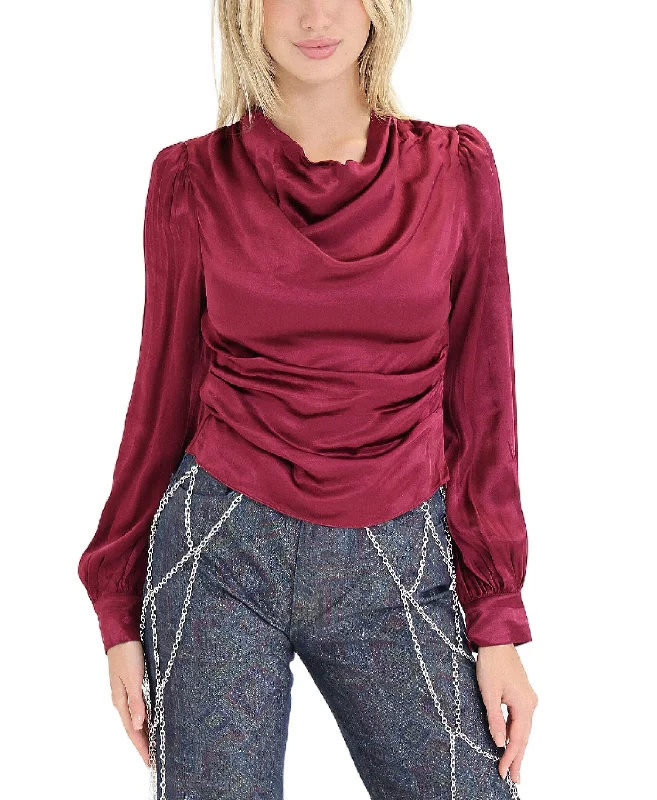 Button - Down Women Sweater for a Versatile LookRuched Satin Blouse