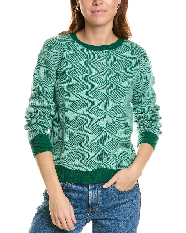 Plus - Size Women Sweater with a Flattering Fitsofiacashmere Two-Tone Brioche Cable Cashmere Sweater