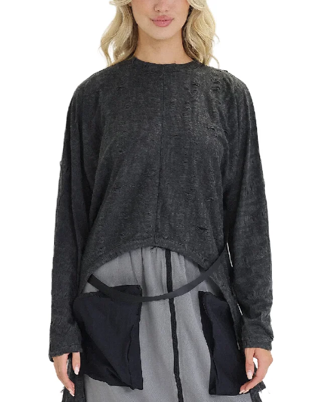 Plus - Size Women Sweater with a Flattering FitAsymmetrical Top w/ Taping Detail