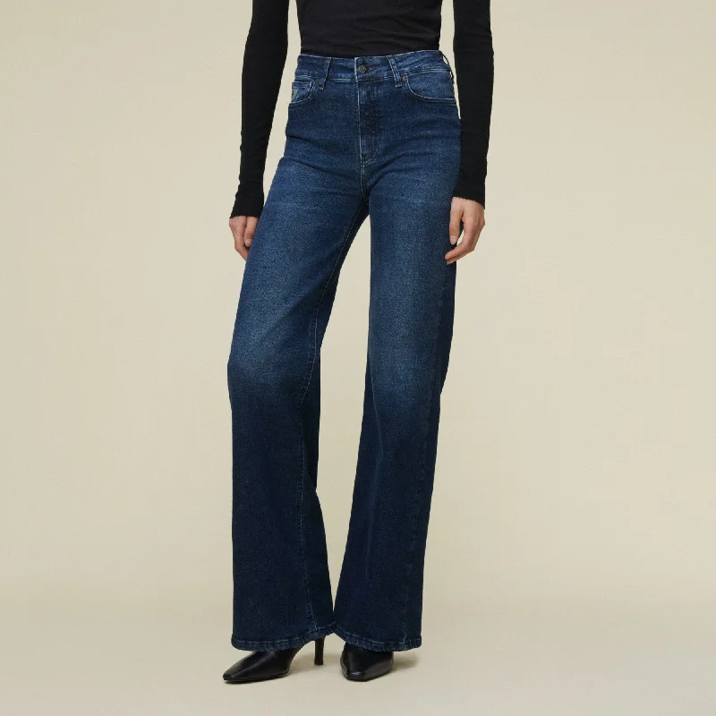 High - waisted women jeans for a flattering silhouettePalazzo Hyper Dark Faint - Mid Rise Wide Fit