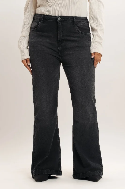 Ripped women jeans for a rebellious and fashion - forward styleBlack Bootcut Curve Jeans