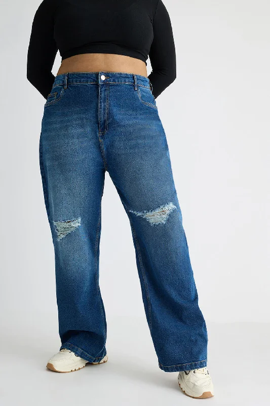 High - waisted women jeans for a flattering silhouetteCarbon Curve Knee Distressed Jeans