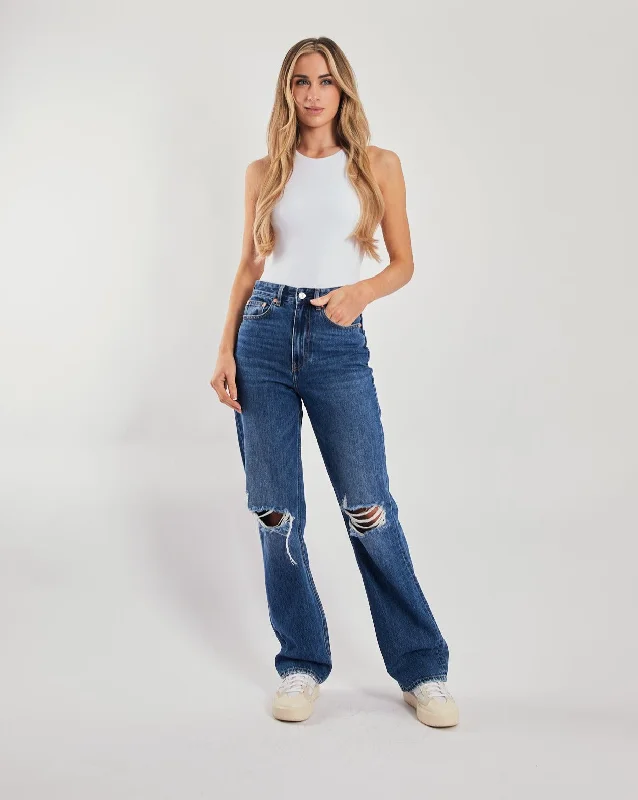 Skinny women jeans with a form - fitting designCara Wide Leg Aged Blue