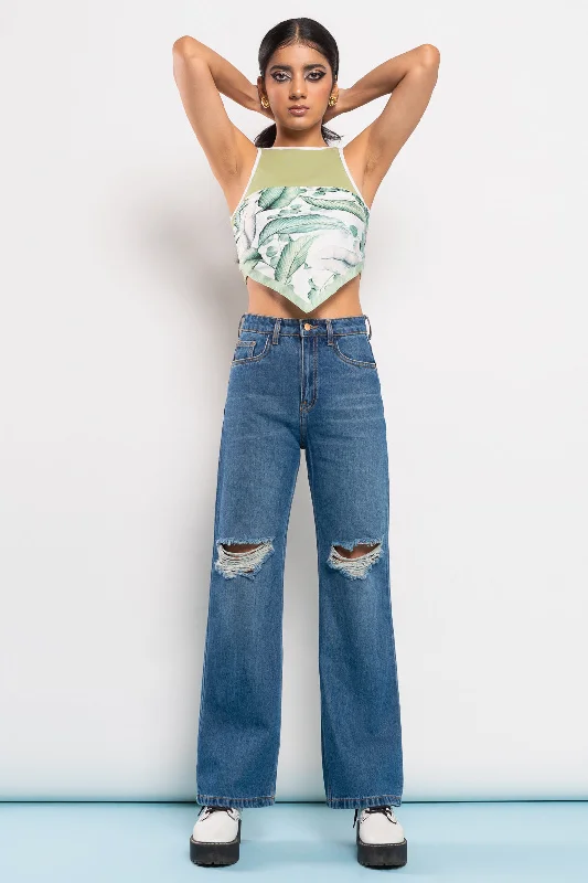 Ripped women jeans for a rebellious and fashion - forward styleRipped Wide Leg Jeans