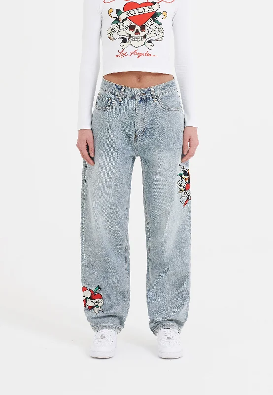 Light - wash women jeans for a fresh and summery appearanceWomens True-Til-Death Relaxed Fit Denim Trousers Jeans - Bleach