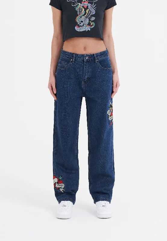 High - waisted women jeans for a flattering silhouetteWomens True-Til-Death Relaxed Fit Denim Trousers Jeans - Indigo