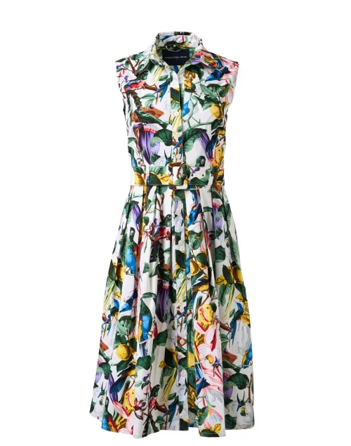 Strapless Women Dress with a Built - in Bra for Comfort and SupportAudrey White Multi Print Dress