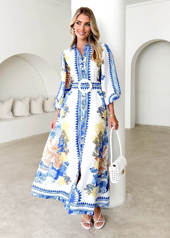 Ruffled Women Dress with Multiple Layers for a Playful and Girly StylePRE-ORDER: Bellagio Maxi Dress - China Doll Blue