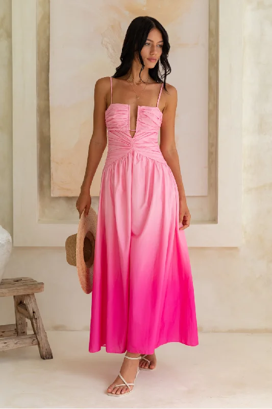 Ball Gown Women Dress with a Full Skirt for a Princess - like LookCaramel Latte Maxi Dress Pink