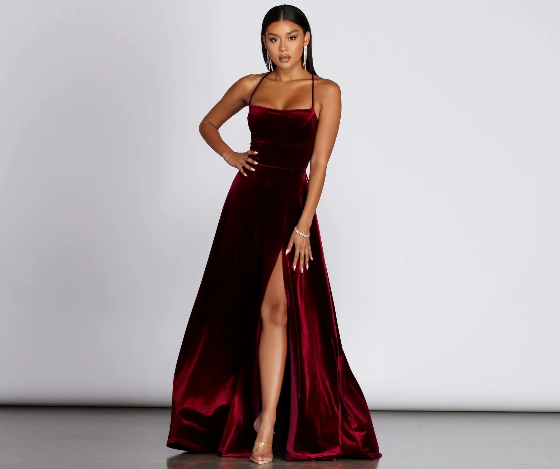 Plus Size Women Dress with a Flattering A - Line Cut for Comfort and StyleDakota Velvet Lace Up Evening Gown