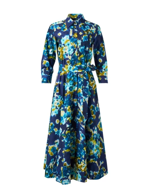 Shift Women Dress with a Simple and Classic Design for Everyday WearDavida Blue Multi Print Cotton Shirt Dress