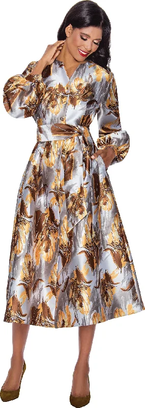 Maxi Women Dress with Floral Print for a Bohemian VibeDivine Apparel DN12001 Cocktail Long Sleeve Dress