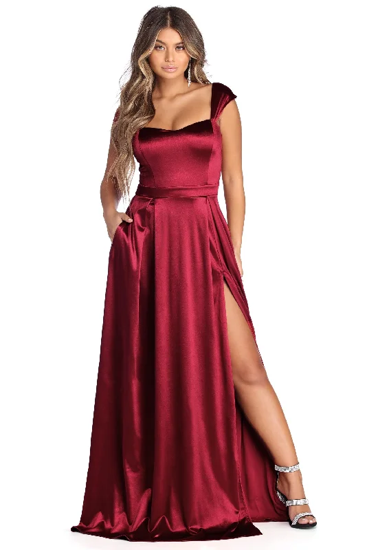 Halter Neck Women Dress to Show Off the Shoulders and NecklineFrancesca Formal Sweetheart Satin Dress