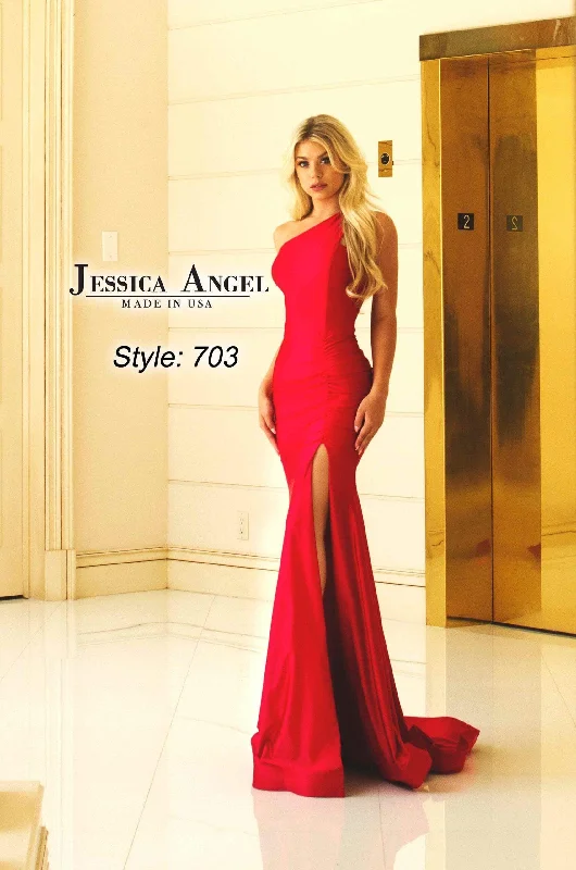 Lace - Embellished Women Dress for an Elegant and Sophisticated AppearanceJessica Angel One Shoulder Long Formal Dress 703