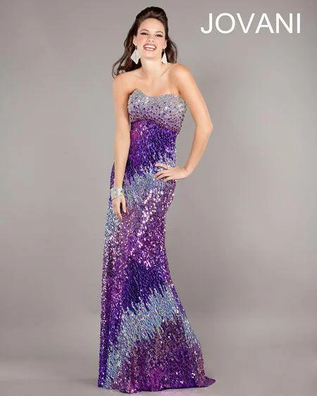 Plus Size Women Dress with a Flattering A - Line Cut for Comfort and StyleJovani 5530 Beaded Strapless Long Gown