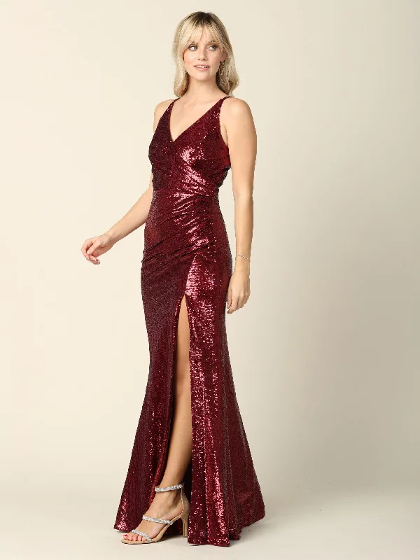 Ruffled Women Dress with Multiple Layers for a Playful and Girly StyleLong Sleeveless Formal Fitted Sequins Prom Dress