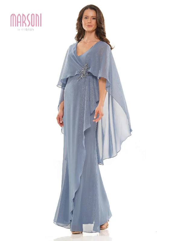 Ruffled Women Dress with Multiple Layers for a Playful and Girly StyleMarsoni Mother of the Bride Cape Long Gown 1189