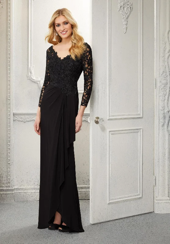 Pleated Women Dress with a Timeless and Elegant TextureMGNY Madeline Gardner New York 72418 Long Formal Dress