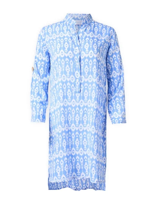 Mini Women Dress with a Short Hem for a Young and Trendy StylePeriwinkle Ikat Print Dress