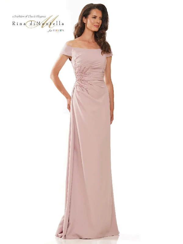 Sheath Women Dress with a Tailored Fit for a Professional LookRina di Montella Long Formal Dress 2806