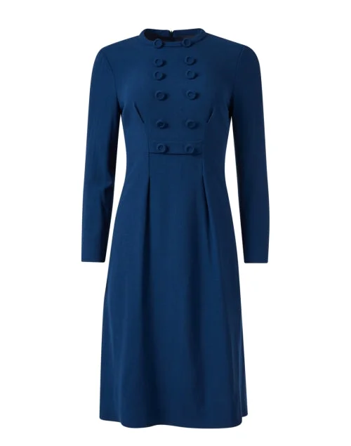 Ball Gown Women Dress with a Full Skirt for a Princess - like LookTrudy French Navy Wool Crepe Dress