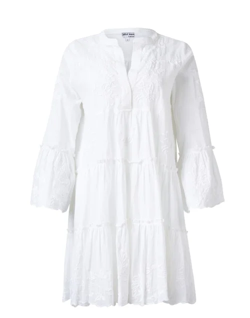 Shift Women Dress with a Simple and Classic Design for Everyday WearWhite Embroidered Cotton Dress