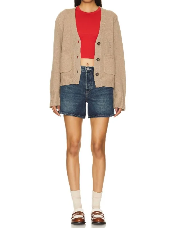 Leather Look Women Shorts for an Edgy and Chic StyleBoy Mid-Rise Short In Whiskey Indigo