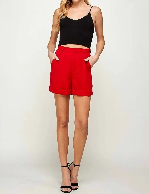 Leather Look Women Shorts for an Edgy and Chic StyleDress Shorts In Red