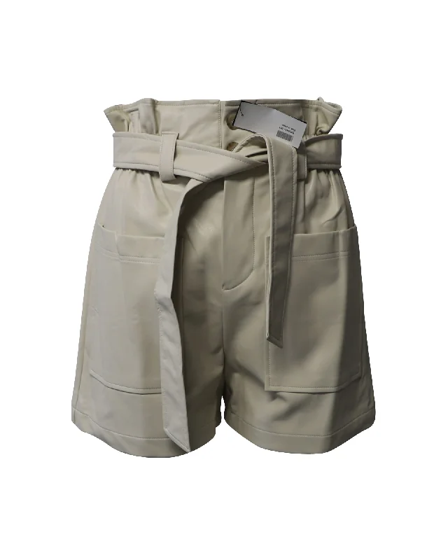 Cuffed Women Shorts for a Laid - Back and Trendy LookFrankie Shop Alex Paperbag Shorts in Cream Polyurethane