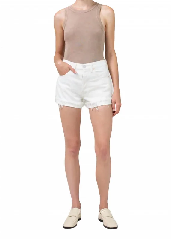 Twill Women Shorts with a Smooth Texture and DurabilityFrieda Cuff Short In Chalk