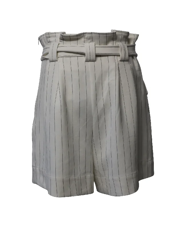 High - Waisted Women Shorts for a Retro and Flattering LookGanni Pin Stripe Paperbag Shorts in White Print Polyester