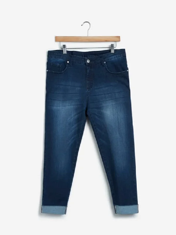 Solid Color Women Shorts in Bright Hues for a Bold StatementGia Curves Dark Blue Cropped Jeans