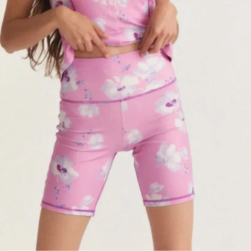 Tie - Waist Women Shorts for a Customizable FitGiada Biker Short In Baby Pink Clouds