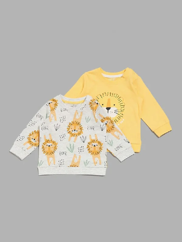 Embroidered Women Shorts with Intricate DesignsHOP Baby Multicolour Lion Printed T-Shirts - Pack of 2