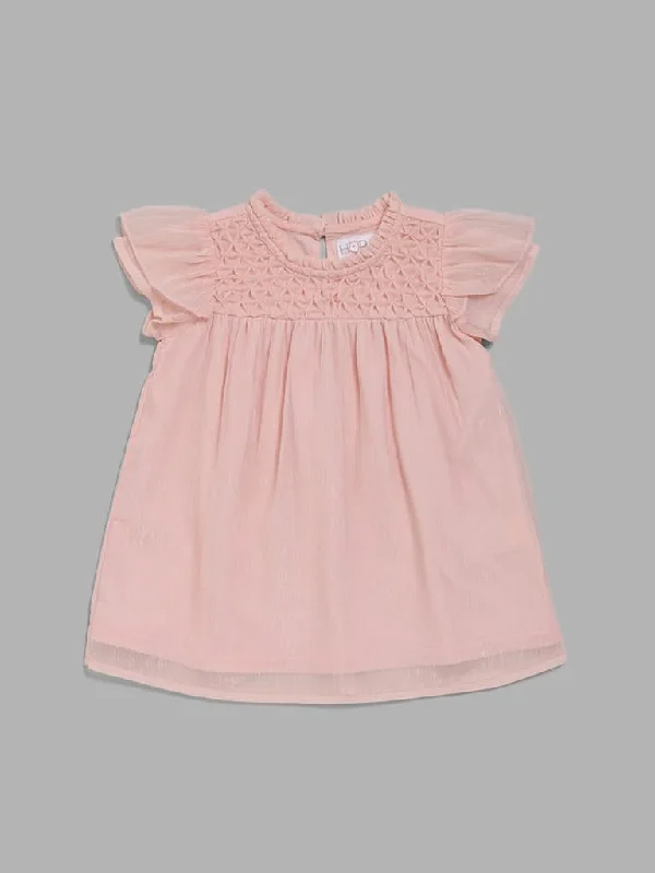 Tie - Waist Women Shorts for a Customizable FitHOP Baby Peach Self-Patterned Pleated Dress