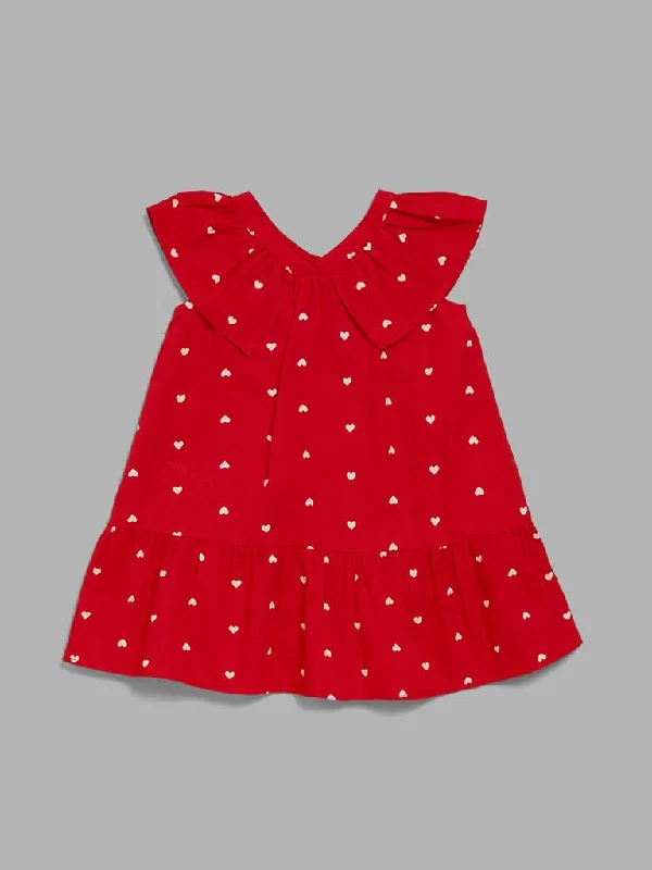 Belted Women Shorts to Enhance the WaistlineHOP Baby Red Heart Printed Tiered Dress