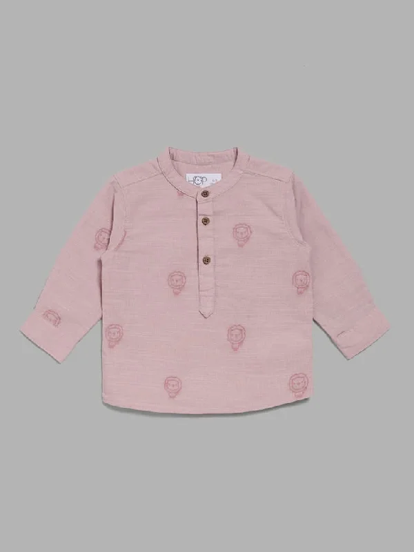 Plus Size Women Shorts with a Comfortable and Stylish FitHOP Baby Rose Pink Lion Embroidered Shirt