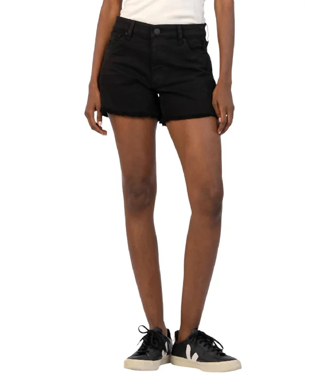 Jeanette Women Shorts with a Soft and Comfortable FeelJane High Rise Shorts With Fray Hem In Black