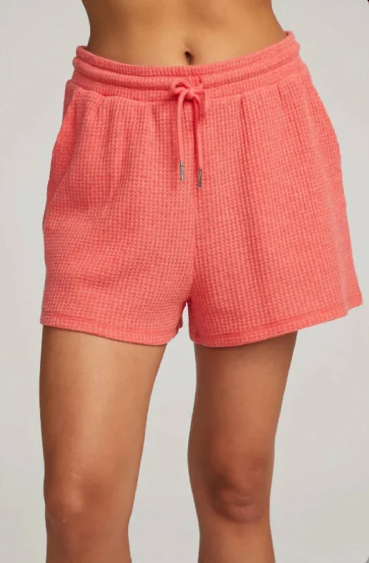 Solid Color Women Shorts in Bright Hues for a Bold StatementKesh Shorts In Flame