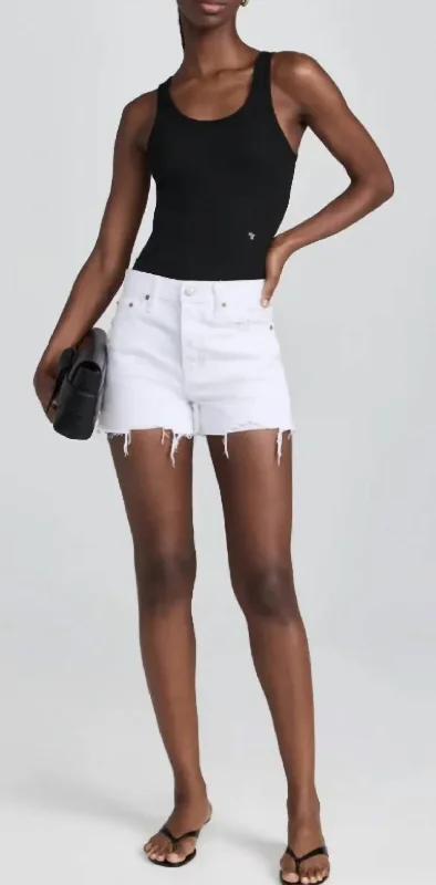 Cuffed Women Shorts for a Laid - Back and Trendy LookNova High Rise Cut Off Shorts In White Vintage