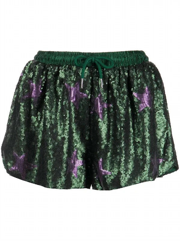 Printed Floral Women Shorts for a Summer - Ready StyleSequin Running Short In Green/lavender