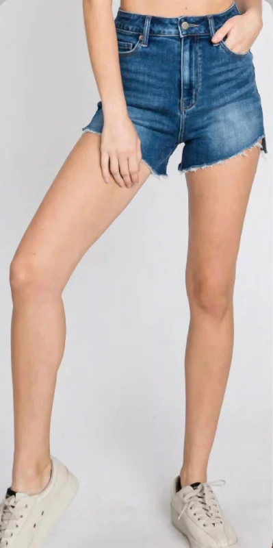 Twill Women Shorts with a Smooth Texture and DurabilityStep Up High Rise Shorts In Dark Denim