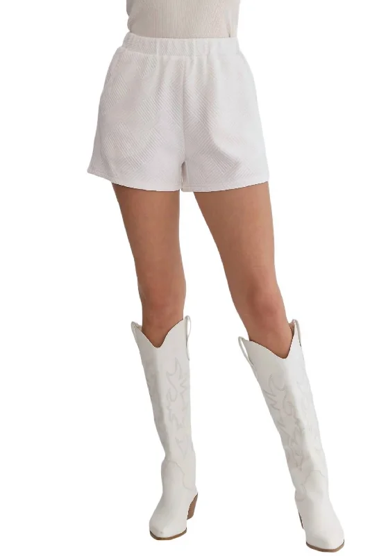 High - Waisted Women Shorts for a Retro and Flattering LookTextured High Waist Shorts In White