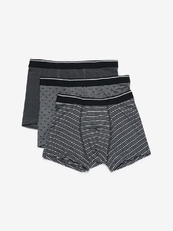 Stretchable Women Shorts for Maximum MobilityWES Lounge Charcoal Hydro Cool Trunks Three Pack