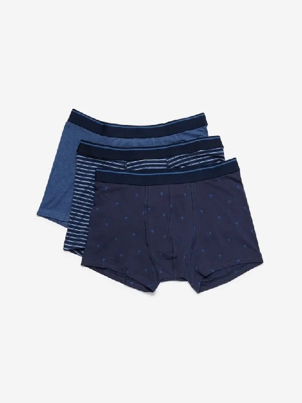 Solid Color Women Shorts in Bright Hues for a Bold StatementWES Lounge Navy Hydro Cool Trunks Pack of Three