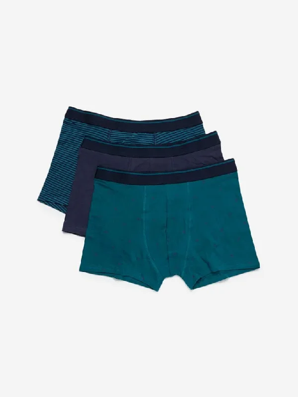 Jeanette Women Shorts with a Soft and Comfortable FeelWES Lounge Teal Hydro Cool Trunks Pack of Three